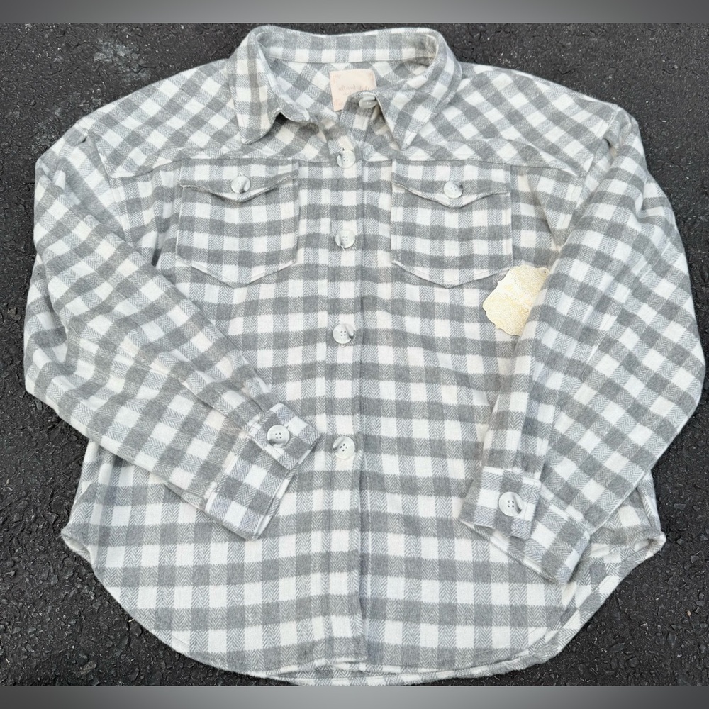Altar'd State Shirt  Large M Gray  Flannel Polyester Heavy Fall‎ Plaid Casual
